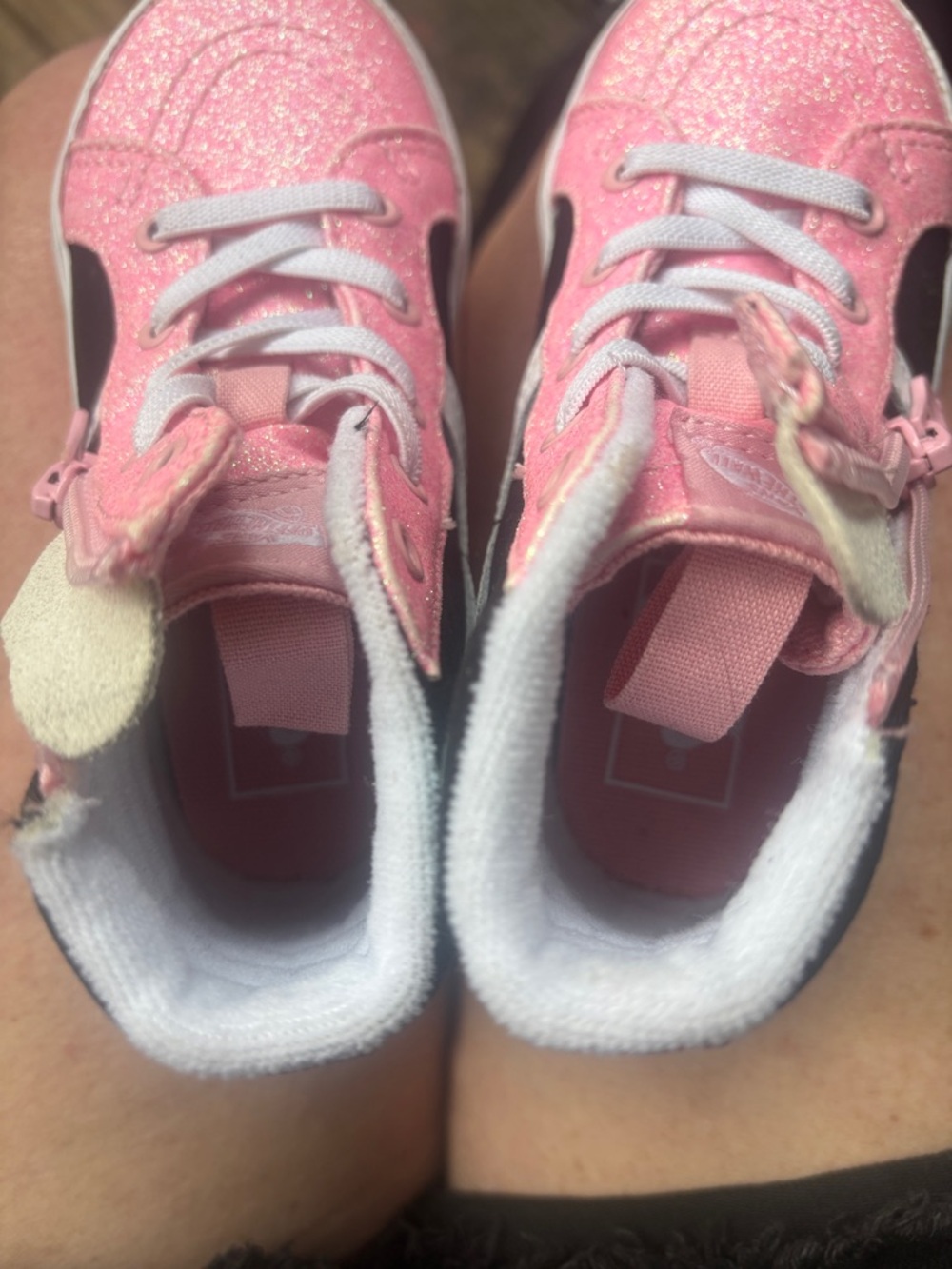Vans Kids Pink Glitter High-Top Sneakers with Black Accent - Picture 4 of 5